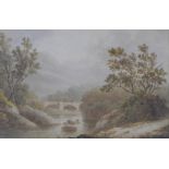 Late 19th century English School watercolour of a bridge and river scene, apparently unsigned,