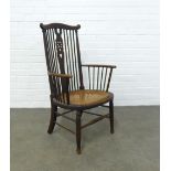 Windsor style armchair with high back and cane work seat, 57 x 95 x 43cm.