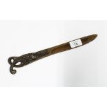 Fumiere & Gavignot Art Nouveau bronze letter opener, the handle with lilies of the valley, signed R.