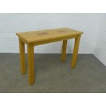 Modern beechwood consol table, 110 x 76 x 45cm.