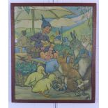 Market Day; a coloured print by Margaret Tarrant, framed under glass, 47 x 56cm overall