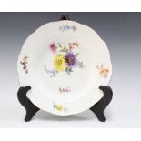 19th century Meissen floral decorated dish with Osier border, 23cm.