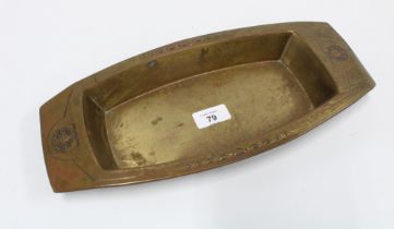 Early 20th century Art Nouveau copper tray with stylised pattern, impressed makers mark verso 35cm