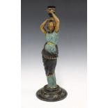 Cold painted classical female figure candelabra, 39cm