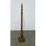 Mahogany and parcel gilt standard lamp, 154cm high.