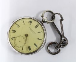 Victorian Gents silver cased pocket watch by Duffner Bros, Drogheda, case hallmarked for London 1885