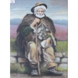 John Foster, pastel of an elderly man, signed and framed under glass, 45 x 60cm