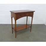 Yew wood side table with two frieze drawers, 68 x 77 x 34cm.