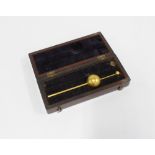 Mahogany cased gilt metal hydrometer with engraved signature JP Cullen, Glasgow Oct 56, with John
