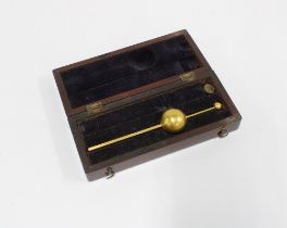 Mahogany cased gilt metal hydrometer with engraved signature JP Cullen, Glasgow Oct 56, with John