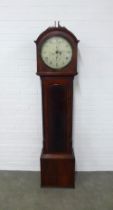 19th century mahogany grandfather clock, 48 x 204cm.