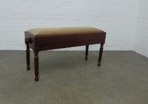 Piano stool with a lift up seat, 92 x 46 x 34cm.