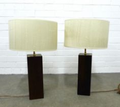 Pair of contemporary table lamps and shades , 59cm high. (2)