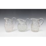Three 19th century glass water jugs (3) 19cm.