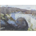 David Foggie R.S.A, (1878 - 1948), watercolour of a bridge in the highlands, signed and framed under