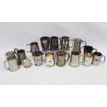 Quantity of pewter and stainless steel tankards, etc (a lot)