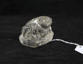 Mid 20th century Indo Persian carved rock crystal figure of a frog, 5cm high