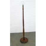 Mahogany standard lamp, 160cm high.