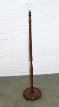 Mahogany standard lamp, 160cm high.