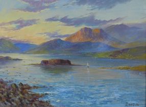 J. Watts SSA, Oban, oil on board, signed and framed, 39 x 29cm