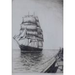 J. D. Taylor Brown 'Cutty Sark' etching, framed under glass 25 x 35cm