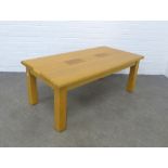 Modern beechwood coffee table, 120 x 47 x 60cm.