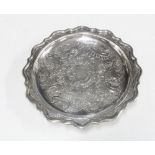 Victorian silver salver, maker's mark AC, Edinburgh 1897, of scalloped circular outlook with moulded