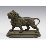 After Paul-Edouard Delabrierre, (French 1829-1912) a patinated bronze lion, 17 x 22cm