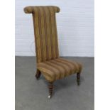 An upholstered Prie Dieu chair, 48 x 90 x 35cm.
