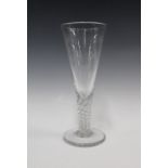 A large wine glass with funnel bowl and air twisted stem, 30cm