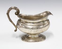 George III silver sauce boat, George McHattie, Edinburgh 1812, of large baluster form with