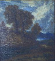 Rev. John Thomson of Duddingston, Landscape with trees, oil on waxcloth, framed under glass and