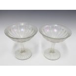 Pair of iridescent glass comports, 19.5cm (2)