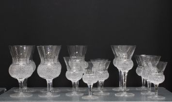 Collection of Edinburgh Crystal style thistle drinking glasses, tallest 16.5cm (14)