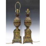 Pair of resin pineapple table lamps, 56cm (2)