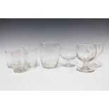 Collection of drinking glasses to include rummers and beakers, etc tallest 14.5cm (7)