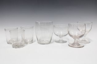 Collection of drinking glasses to include rummers and beakers, etc tallest 14.5cm (7)