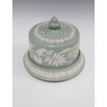 Pale green jasperware cheese dome, 18cm