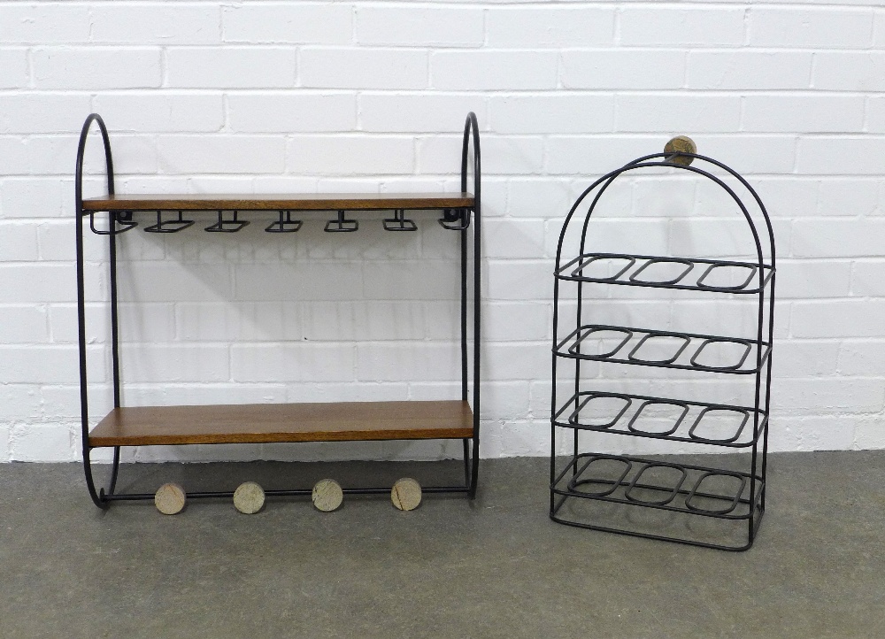 Modern hanging wall shelf and a wine rack, retailed by Made, 64 x 67cm. (2)