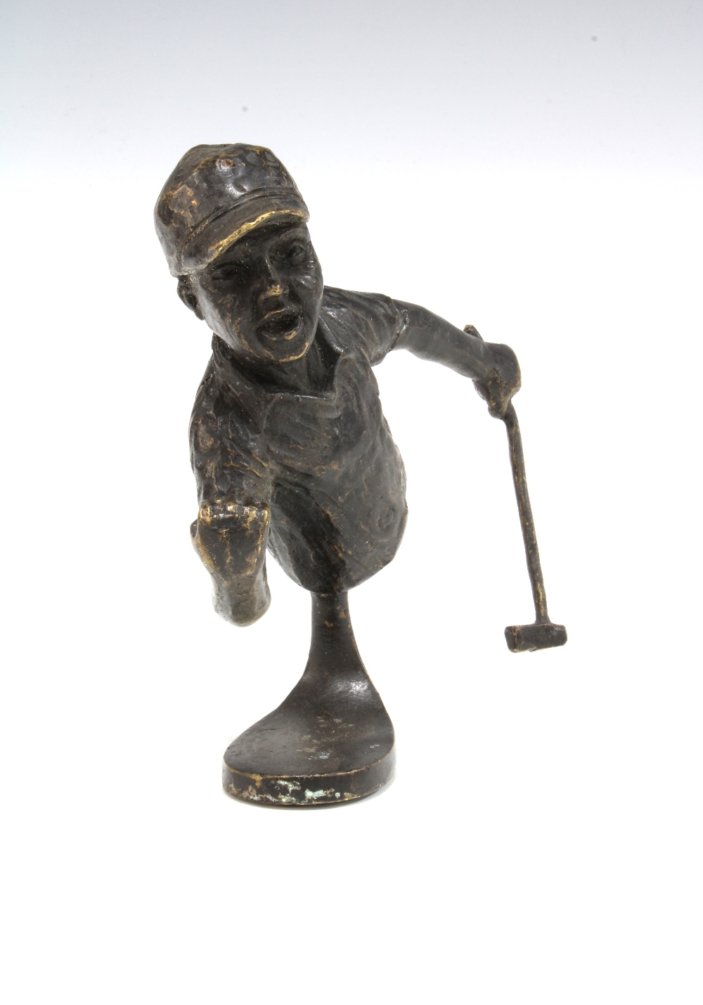 Bronze golf putter figure, on golf club shaped base, 14cm high - Image 2 of 2