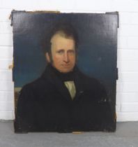 British School, oil on canvas head and shoulders portrait of a gent, apparently unsigned, on a