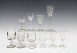 Collection of antique glasses, to include wine and cordial glasses, etc, tallest 19cm (10)