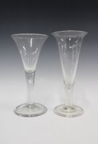 Two oversized wine glasses with funnel bowls and air bubble stems, 26cm (2)