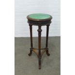 Late 19th / early 20th century Scottish carved jardinière stand, circular green glass top, 70 x