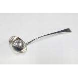 Early 19th century silver soup ladle, London 1802, Old English pattern, 33.5cm