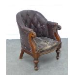 19th century child's button back armchair, 39 x 56 x 33cm.