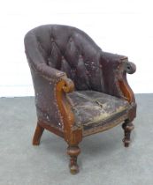 19th century child's button back armchair, 39 x 56 x 33cm.