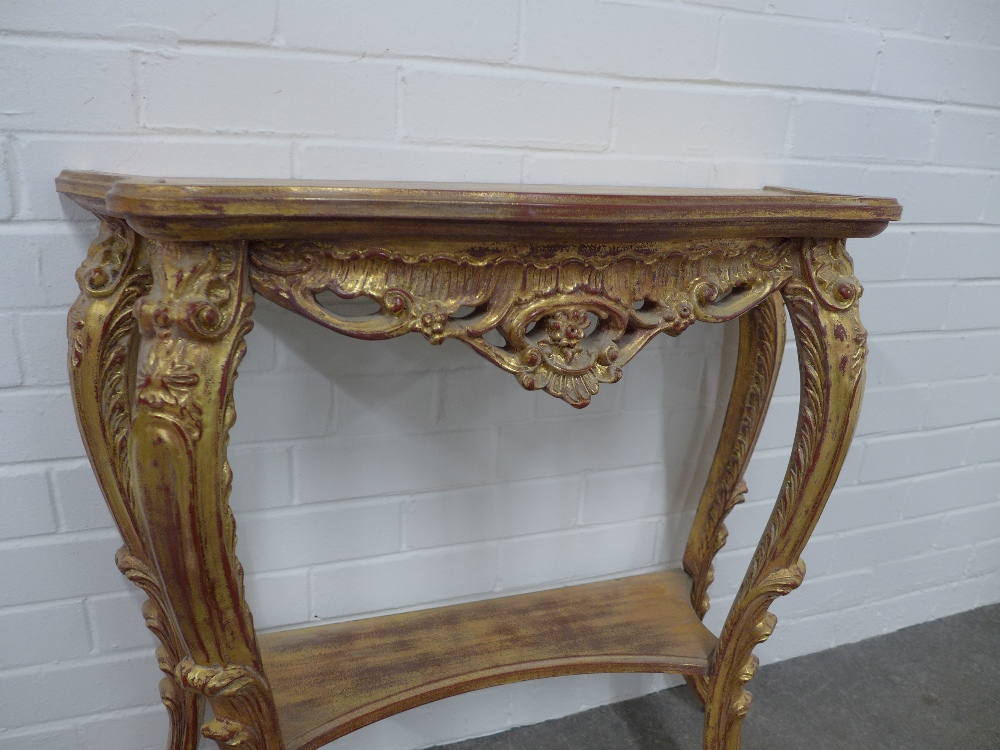 Rococo style giltwood consol table, 76 x 75 x 29cm. - Image 3 of 3