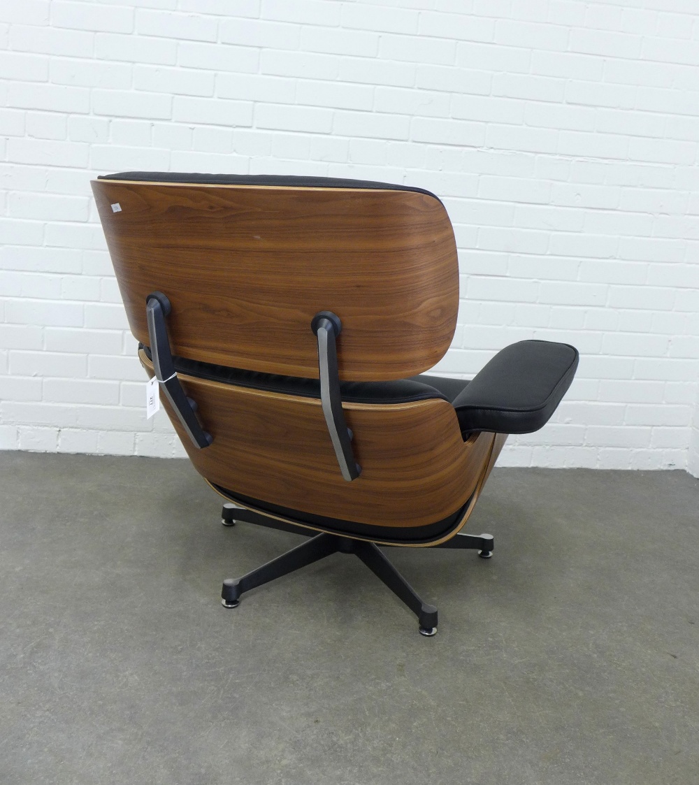 After Charles & Ray Eames, contemporary Eames style swivel chair and footstool (2) - Image 3 of 4