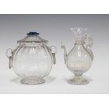 Venetian glass ewer, 14cm high and a Venetian glass bowl and cover (2)